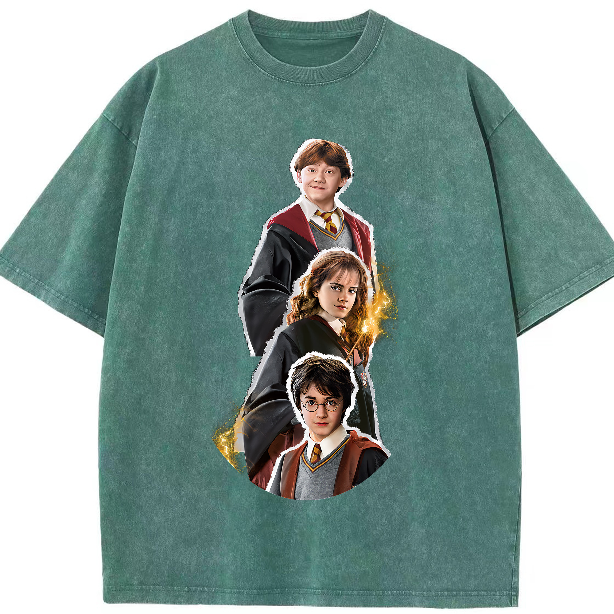 （画像用） Harry Potter ハリー・ポッターシリーズ 綿100% ヴィンテージ風 半袖Tシャツ（フロントプリント）